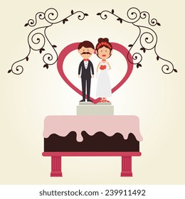 Wedding design over white background, vector illustration.
