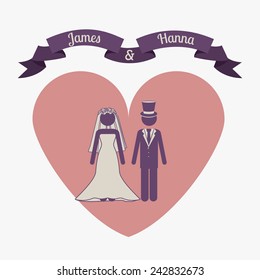 Wedding design over white background, vector illustration.