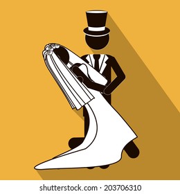 Wedding design over yellow background, vector illustration