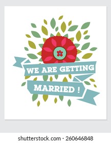 Wedding design template card with retro flowers