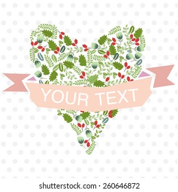 Wedding design template card with retro flowers