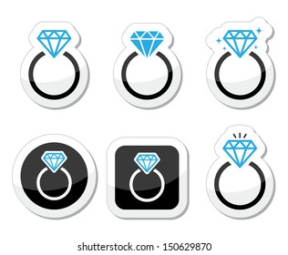 Wedding, Diamond engagement ring icon