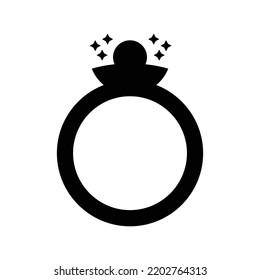 Wedding diamond gift ring icon | Black Vector illustration |