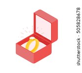 Wedding diamond ring in a box. Vector illustration