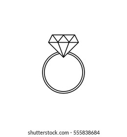 Wedding diamond ring line icon, engagement ring, valentine's day , vector graphics, a  linear pattern on a white background, eps 10.