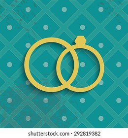 Wedding diamond rings in retro style