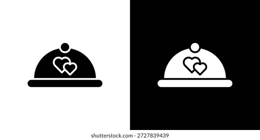 Hochzeit Abendessen Symbol Flat Vektorgrafik. Einfache schwarze Symbole