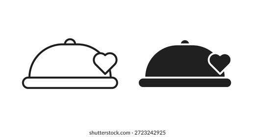 Esquema del icono de la cena de la Boda y muestra sólida del Vector, pictogramas lineales