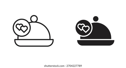 Wedding dinner icon in thin stroke and flat style.
