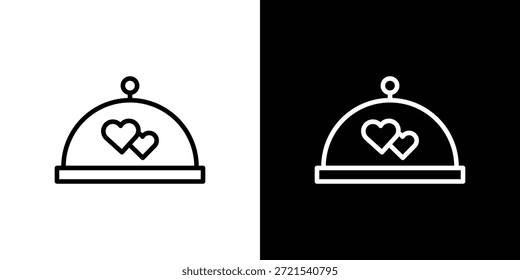 Ícone do jantar de casamento no estilo linear fino do traçado da moda.