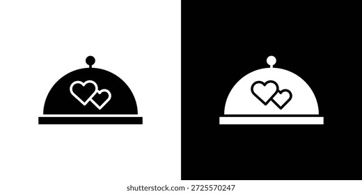 Ícone do jantar de casamento no estilo linear fino do traçado da moda.