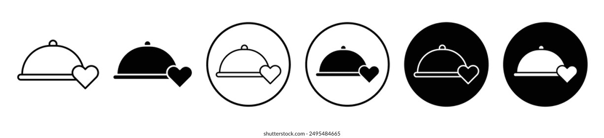 Wedding dinner thin line vector icon set.