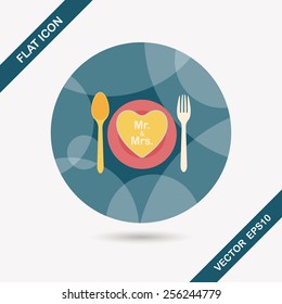 wedding dishware flat icon with long shadow,eps10