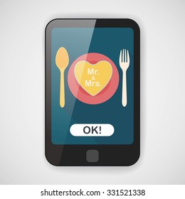 wedding dishware flat icon with long shadow,eps10