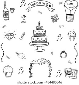 Wedding in doodle hand draw vector illustration