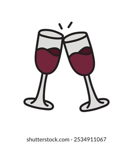 Wedding Doodle Illustration - Wine Glass Clank