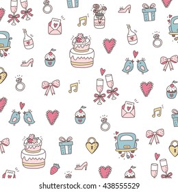 Wedding doodle vector icon set