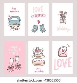 Wedding doodle vector icon set