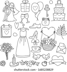 Wedding Doodles Clipart Object, Marriage And Engagement 