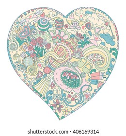 Wedding doodles elements sketch. Illustration for greeting cards and invitations