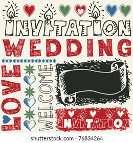doodles de bodas, elementos de diseño dibujados a mano
