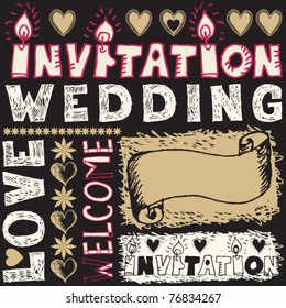 doodles de casamento, desenhado à mão elementos de design
