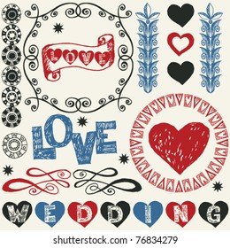 wedding doodles, hand drawn design elements