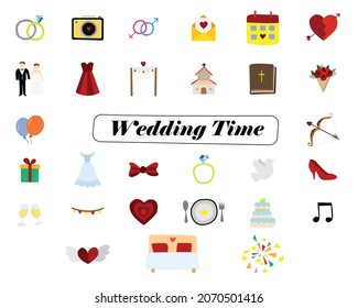 wedding doodles hand drawn on white isolated background