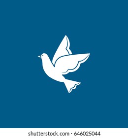 Wedding Dove Bird Flat Icon On Blue Background