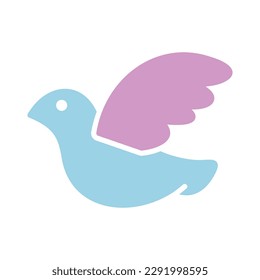 Wedding dove isolated glyph icon. Vector illustration, romance elements. Sticker, patch, badge, card for marriage, valentine