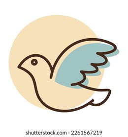 Wedding dove isolated icon. Vector illustration, romance elements. Sticker, patch, badge, card for marriage, valentine