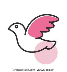 Wedding dove isolated icon. Vector illustration, romance elements. Sticker, patch, badge, card for marriage, valentine