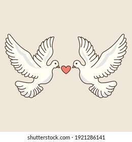 Boda Con Icono De Amor, Elemento De Boda, Pareja De Paloma