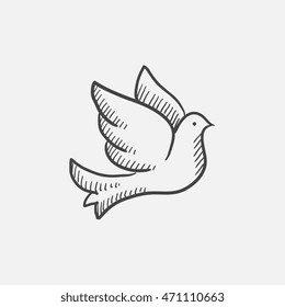 Wedding dove sketch icon for web, mobile and infographics. Hand drawn vector isolated icon.