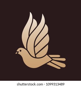 Wedding doves Birds gold icons Wedding couple signs. Vector wedding design element. Dove logo vector for symbolic peace and wedding true love