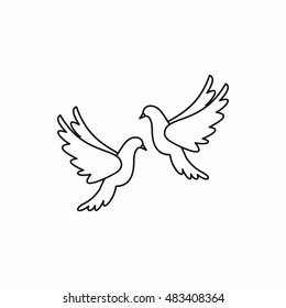 Wedding doves icon in outline style isolated on white background vector illustration