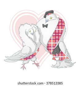 Wedding doves in Scottish clothing