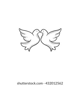 Wedding doves vector sketch icon isolated on background. Hand drawn Wedding doves icon. Wedding doves sketch icon for infographic, website or app.
