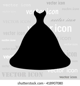 wedding dress black vector icon