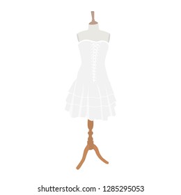 Wedding dress collection. White dress on mannequin.