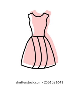 wedding dress color shadow thinline icon , vector, pixel perfect, illustrator file