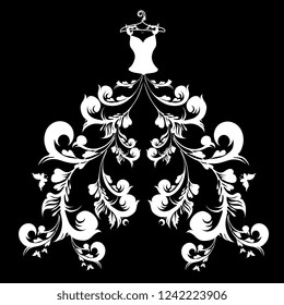 wedding dress design, black and white