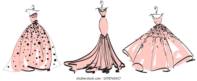 wedding dress design, black and white