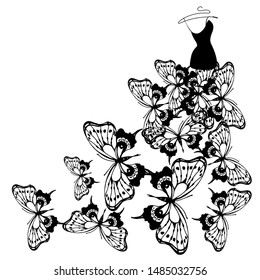 wedding dress design, black and white