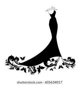 wedding dress design, black and white