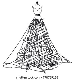 wedding dress design, black and white