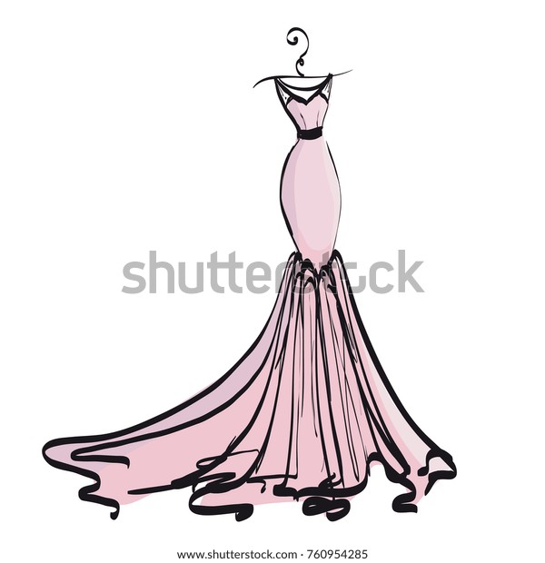 Wedding Dress Design Black White Pink Stock Vector Royalty Free