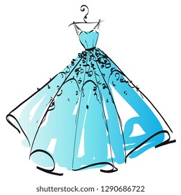 wedding dress design, black and white,blue