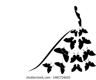 wedding dress design, black and white,blue