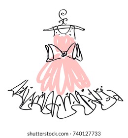 wedding dress design, black and white,pink